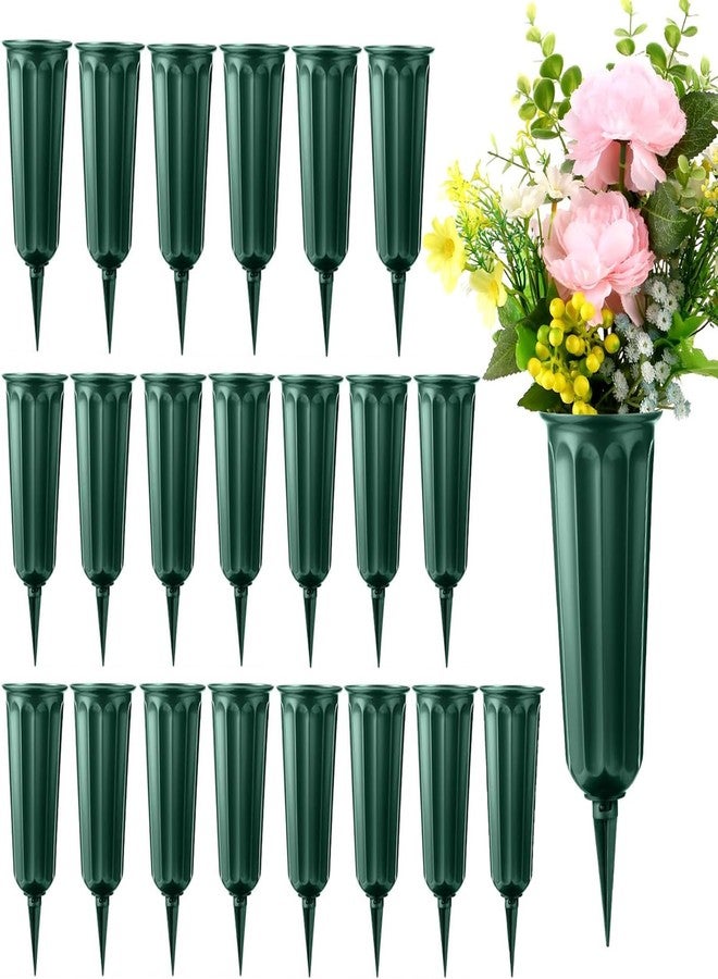 Mcvomv 21 Pack Cemetery Vases for Grave Memorial Flower Vase Plastic Cemetery Vases with Spikes Flower Holder for Cemetery - Image 1
